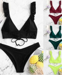 2020 Stripe Bra Women Bikini Set High Cut Solid Two Pieces Bikini Gradient Swimsuit Beachwear Micro Bikini Extreme Sexy#