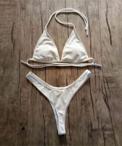 Brazilian Girls Swimming Suits Bikini Small Cup+ High Cut Style Beach Biquini Solid Black/White Micro Swim Suits Thong Bikinis