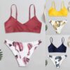 2020 Summer Women Leaves Floral Random Print Bikini Set Push-Up Swimsuit Beachwear Padded Separate Swimwear купальник