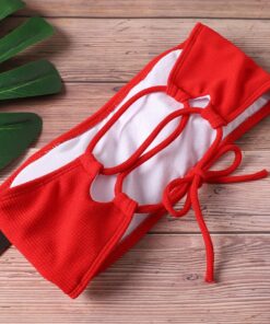 2020 New Bikini High Waist Strapless Sexy Bikini Women Swimwear Women Swimsuit Padded Bathing Suit Monokin Pure Color