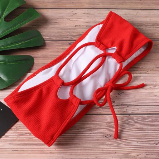 2020 New Bikini High Waist Strapless Sexy Bikini Women Swimwear Women Swimsuit Padded Bathing Suit Monokin Pure Color