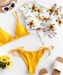 Women's Bikini Print Set Swimsuit Three Piece Filled Bra Swimwear Beachwear fashion Leisure Wild style Early spring trend#2