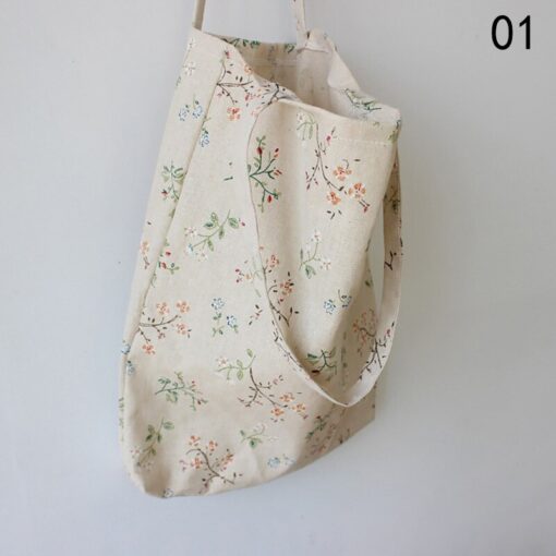 41*32cm New Arrival Women Girl Foldable Reusable Print Shopping Bag Eco Tote Handbag Beach Bag Cotton Linen Shoulder Bag