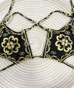 Bandage Swimsuit Women Two Piece Thong Bikini Mujer 2020 Sexy Hollow Out Print Bathing Suit Women Summer Halter Swimwear Biquini