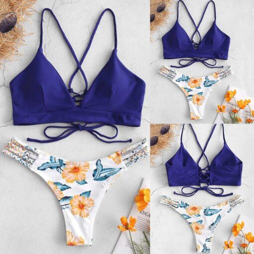Women Swimwear Cut Flower Two Piece Sexy Bikini Set Pushups Swimsuit Set Bikini Bottoms High Waisted Swimming Suit купальник*P