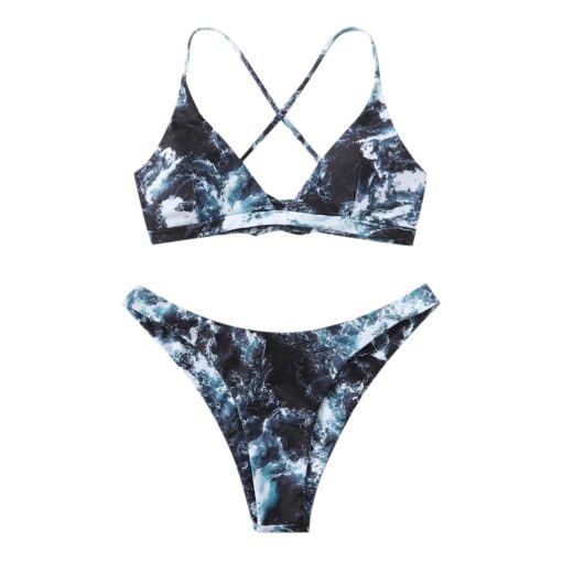 Tie Dye Bikini 2020 High Waist Bikini Push Up Elastic Band Swimsuit Sexy Biquini With Adjustable Strap Swimwear Women 619#3