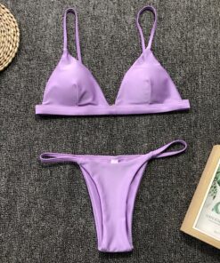 9 Colors Solid Bikini Set 2019 Sexy Push Up Swimwear Women Brazilian Swimsuit Low Waist Biquini Halter Two Pieces Bathing Suit