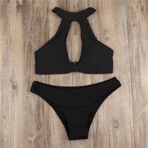 Women Swimsuit Bikini Set Halter Hollow Out 2 Piece Swimming Bathing Suits Female Swimwear 2020 Summer Beachwear Bikinis Set