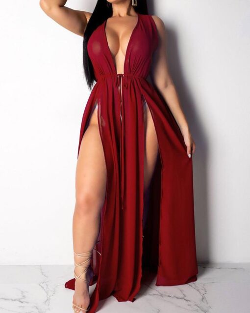Women Chiffon Kimono Beach Bikini Cover Up Wrap Boho Dress Beachwear Long Split Vestidos