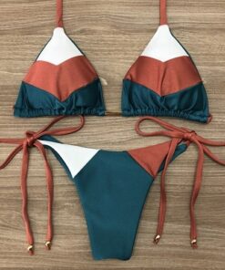 String bikinis 2019 Mujer Brazilian thong bikini set Halter swimwear women Patchwork swimsuit female bathing suit Bandage new