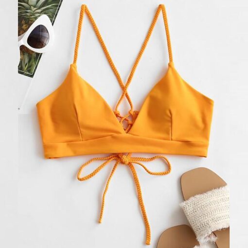 Sexy Women Bikini Tops Bandage Solid Push-up Padded Bra Swimsuit Swimwear Beachwear top bikinis 2020 mujer T@
