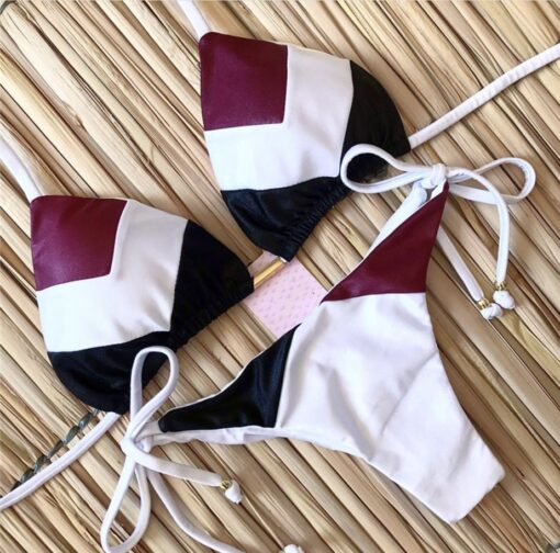 String bikinis 2019 Mujer Brazilian thong bikini set Halter swimwear women Patchwork swimsuit female bathing suit Bandage new
