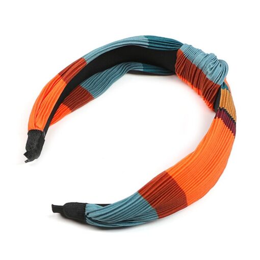 Rainbow Hit Color Hairbands Crumpled Wide Edges Hair Band Spring Summer Headwrap Knotted Headband customized Hair Accessories