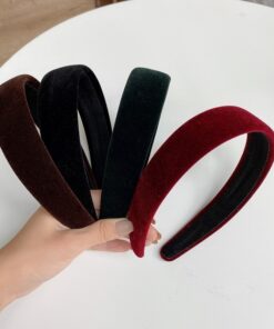 1PC Fashion Women Summer Velvet Headband Vintage Wide Side Press Elastic Hair Bands Soft Solid Girls Headwear Hair Accessories