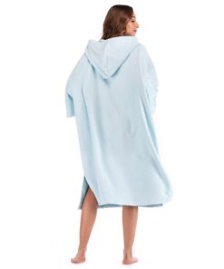 Women Men Microfiber Wetsuit Changing Robe Poncho with Hood Quick Dry Swim Beach Pool Surf Towel Compact Lightweight Bathrobe