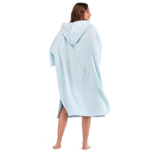 Women Men Microfiber Wetsuit Changing Robe Poncho with Hood Quick Dry Swim Beach Pool Surf Towel Compact Lightweight Bathrobe