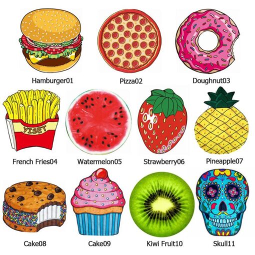 2020 new Polyeater Beach Towel Tapestry Hamburger Fruit Print Picnic Mat Beach Blanket for Home Wall Art Decoration
