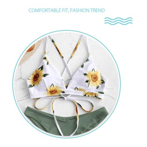 Sunflower Printed Swimwear Women Brazilian Bikini Swimsuit Female Thong Bikini Set Bathing Suit Push Up Flower Biquini Swimsuit
