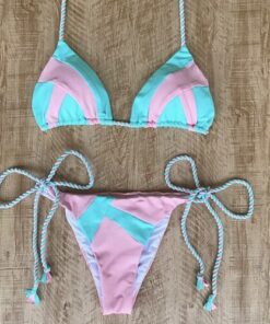 String bikinis 2019 Mujer Brazilian thong bikini set Halter swimwear women Patchwork swimsuit female bathing suit Bandage new
