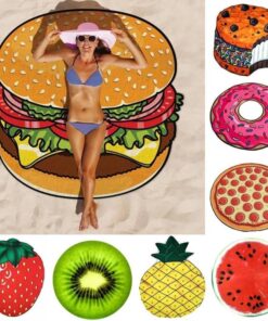 2020 new Polyeater Beach Towel Tapestry Hamburger Fruit Print Picnic Mat Beach Blanket for Home Wall Art Decoration
