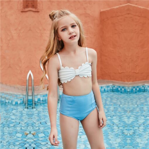 2021 Swimsuit Girl Swimwear Bikinis Child Sets Push Up Solid Hollow Out Beachwear Suit Brazilian Cover Up