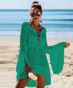 Women Swimwear Loose Bell Sleeve Hollow Out Beachwear Bathing Suit Cover Up fashion Leisure Swimsuit Beach dress Sexy beauty#1