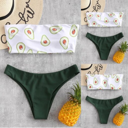 Multi-color swimwear bikini women Print Tube up Two Pieces Bikini Push-Up Swimsuit Swimwear Beachwear Lovely fashion Bikini#G40