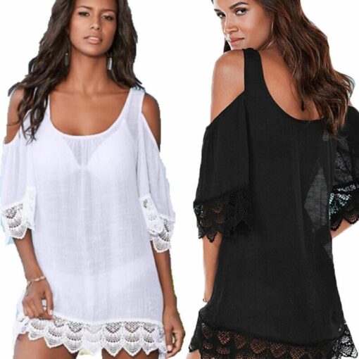 2019 New Sexy Women Lace Crochet Bathing Suit Bikini Swimwear Cover Up Tassel Summer Beach Wear Dress Kimono Ladies Beachwear