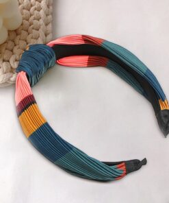 Rainbow Hit Color Hairbands Crumpled Wide Edges Hair Band Spring Summer Headwrap Knotted Headband customized Hair Accessories