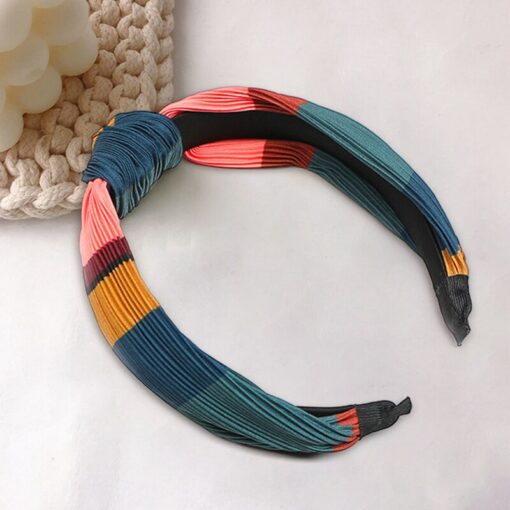 Rainbow Hit Color Hairbands Crumpled Wide Edges Hair Band Spring Summer Headwrap Knotted Headband customized Hair Accessories