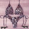 Women Bikini Swimming Set Push-up Animal Print Leopard High Waist Beach Swimsuit bandeau Padded Bra Bathing Suit Swimwear#20