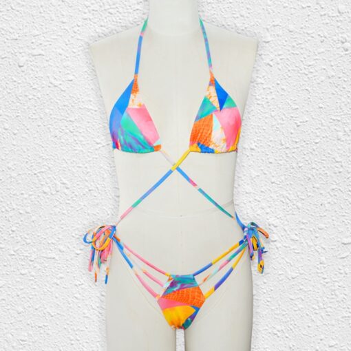 2020 New Print Bikini Bandage Bikini Set Push Up Swimsuit Women Hollow Out Swimwear Brazilian Bathing Suits Summer Beach Wear XL