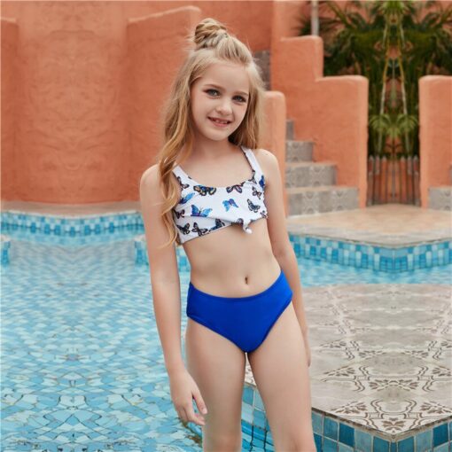 2021 Swimsuit Girl Swimwear Bikinis Child Sets Push Up Solid Hollow Out Beachwear Suit Brazilian Cover Up