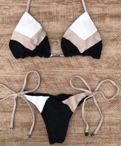 String bikinis 2019 Mujer Brazilian thong bikini set Halter swimwear women Patchwork swimsuit female bathing suit Bandage new