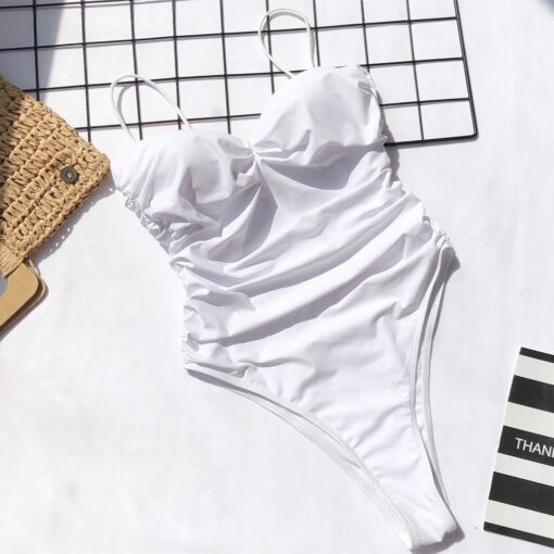 High Waisted Bathing Suit Women One Piece Swimming Suit Sexy Bandage Push-up Pad Swimwear Womens 2020 Summer Monokini Swimsuit #