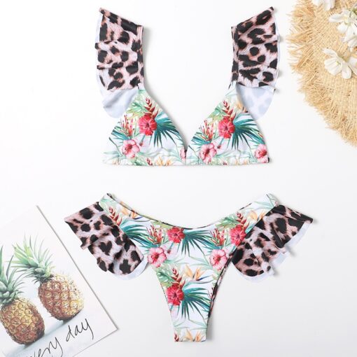 Cute Bikinis 2021 Sexy Bikini Set Micro Bikini Ruffle Swimsuits Female Swimwear Thong Bathing Suit Brazilian Biquini Bather