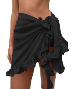 2020 Women Beach Skirt Ruffles Sarong Bikini Cover Up Chiffon Wrap Skirts Swimwear Fashion Swimwear Cover up Beachwear