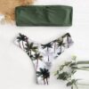 Bandeau Strapless Sexy Bikini Set Coconut Flora Print Padded Swimwear Women Swimsuit Bikini Set Beachwear Biquini Micro Bikini