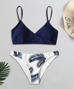 2020 Summer Women Leaves Floral Random Print Bikini Set Push-Up Swimsuit Beachwear Padded Separate Swimwear купальник