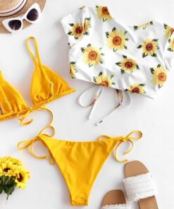 Women's Bikini Print Set Swimsuit Three Piece Filled Bra Swimwear Beachwear fashion Leisure Wild style Early spring trend#2