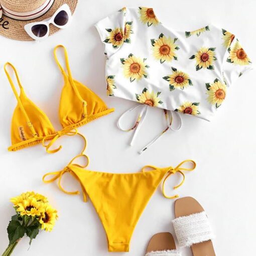 Women's Bikini Print Set Swimsuit Three Piece Filled Bra Swimwear Beachwear fashion Leisure Wild style Early spring trend#2