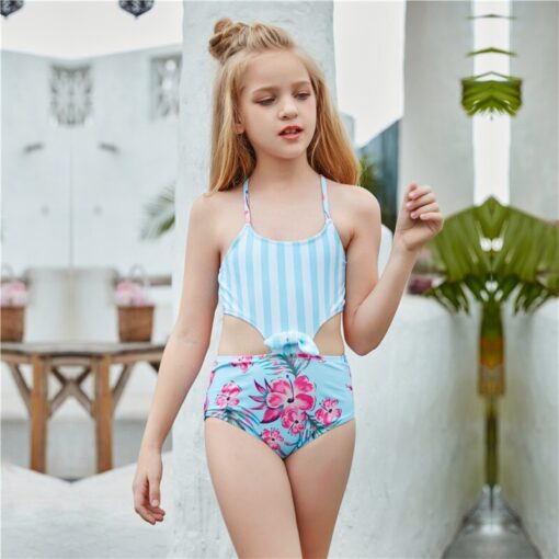 2021 Swimsuit Girl Swimwear Bikinis Child Sets Push Up Solid Hollow Out Beachwear Suit Brazilian Cover Up