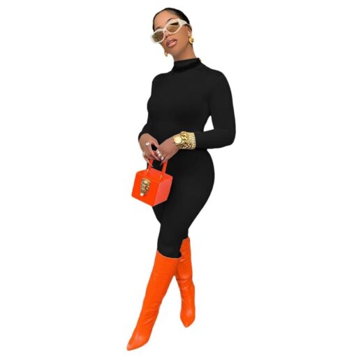 XL019 Fall 2020 Fashion Sporty Casual Fitness Rompers Womens Jumpsuit Long Sleeve solid color Bodycon One Piece Jumpsuits