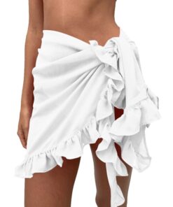 2020 Women Beach Skirt Ruffles Sarong Bikini Cover Up Chiffon Wrap Skirts Swimwear Fashion Swimwear Cover up Beachwear