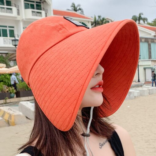 Women Summer Large Wide Brim Adjustable Visor Beach Hats Foldable Anti-UV Women Sun Hat Outdoor Travel Panama Female Cap Bonnet