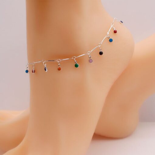 New Trend Zircon Beads Anklet for Women Summer Beach Colorful Stone Anklet Charms Jewelry Accessories Female Gifts