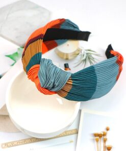Rainbow Hit Color Hairbands Crumpled Wide Edges Hair Band Spring Summer Headwrap Knotted Headband customized Hair Accessories