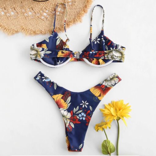 Sale Bikini Summer Floral Bikini Set Low Waist Swimwear Women Brazilian Bathing Suit Sexy Swimsuit Female Brazilian Biquini Q30