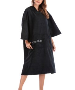 Women Men Microfiber Wetsuit Changing Robe Poncho with Hood Quick Dry Swim Beach Pool Surf Towel Compact Lightweight Bathrobe