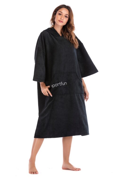 Women Men Microfiber Wetsuit Changing Robe Poncho with Hood Quick Dry Swim Beach Pool Surf Towel Compact Lightweight Bathrobe